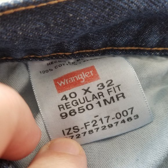 Wrangler Blue Jeans 40x32 Regular Straight Dark Wash 96501MR Cotton Denim - Picture 8 of 8